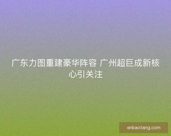 广东力图重建豪华阵容 广州超巨成新核心引关注 广东力图重建豪华阵容 广州超巨成新核心引关注