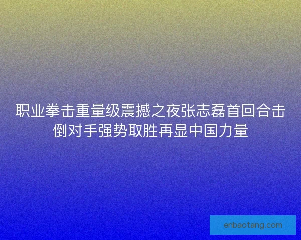 职业拳击重量级震撼之夜张志磊首回合击倒对手强势取胜再显中国力量
